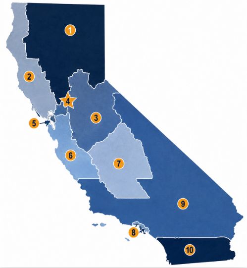 Map of California showing CIF section boundaries